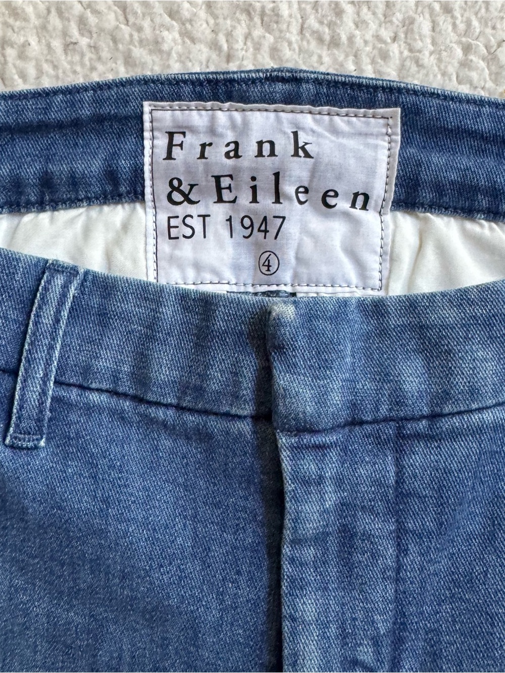 Frank & Eileen WESTPORT The Italian Wide Leg Chino Jean Blue 1984 Pants Size 4 - Picture 4 of 9